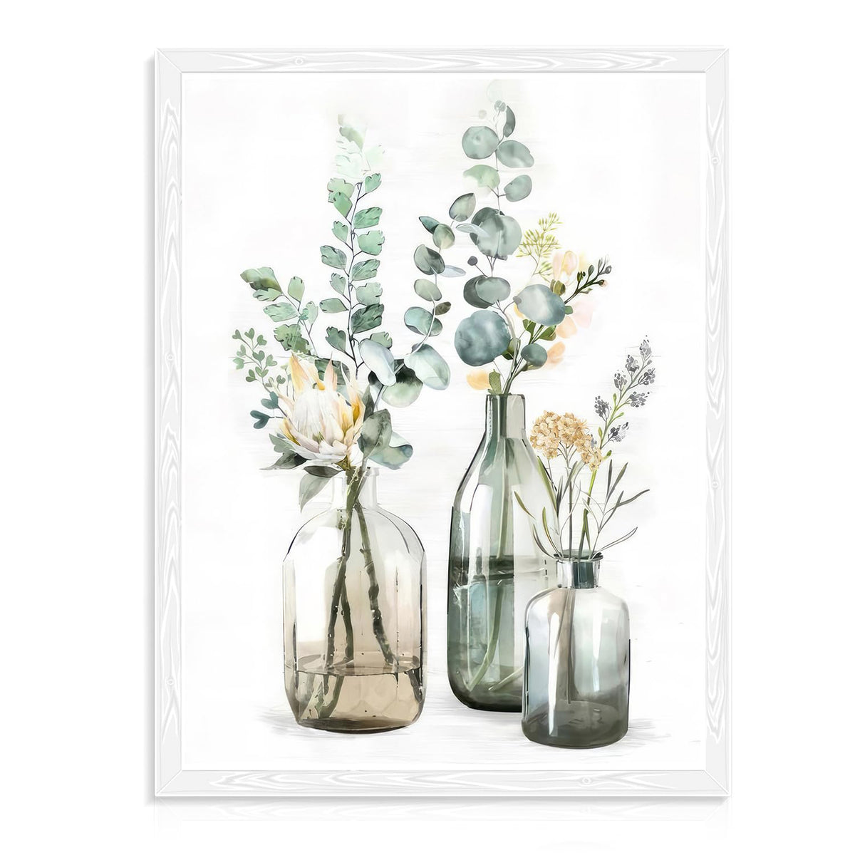 Dazzlewall Botanical Bathroom Decor Wall Art Green Bottles And Plants Floral Print Canvas For Bedroom Farmhouse Living Room 12X1