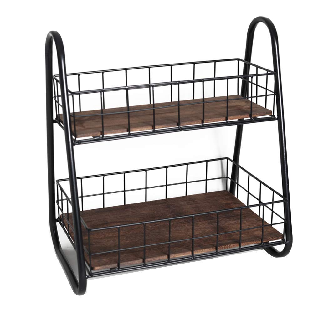 Craftykart Two Tier Rack For Kitchen Wrought Iron Kitchen Shelf DoubleLayer Spice Rack 2 Tier Organizer Counter Top Organizer 