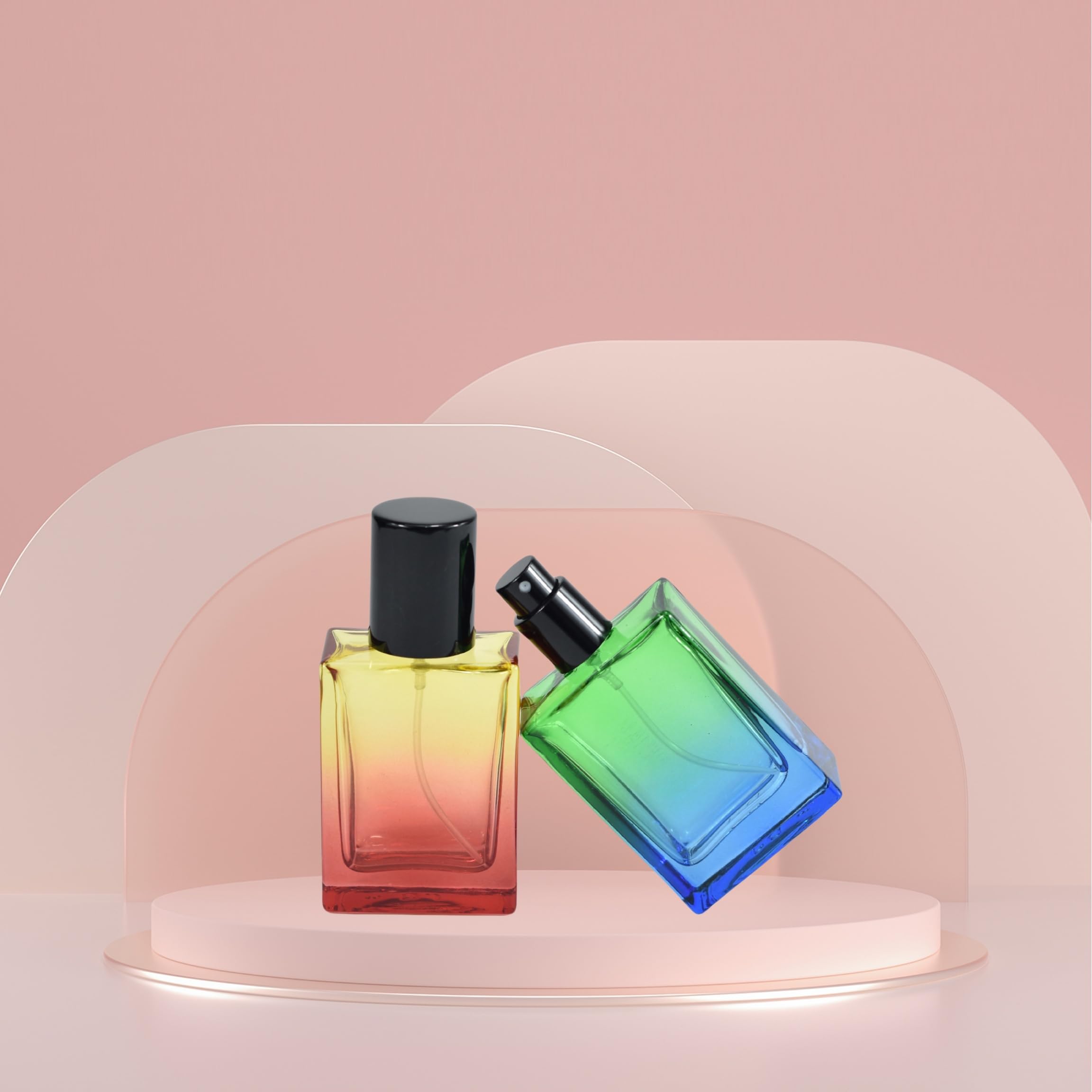 2 Pack 30Ml Gradient Color Glass Atomizer Perfume Spray Bottle,Refillable Empty Perfume Spray Bottles For Travel,Fine Mist Spray