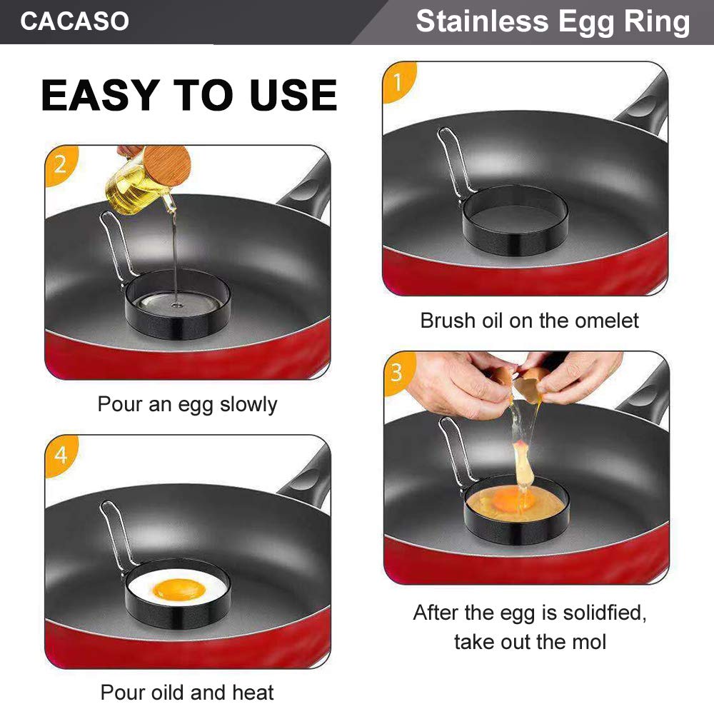 Egg Ring, Round Professional Pancake Mold, Egg Cooker Rings For Cooking, Stainless Steel Non Stick Round Egg Ring Mold For Fried