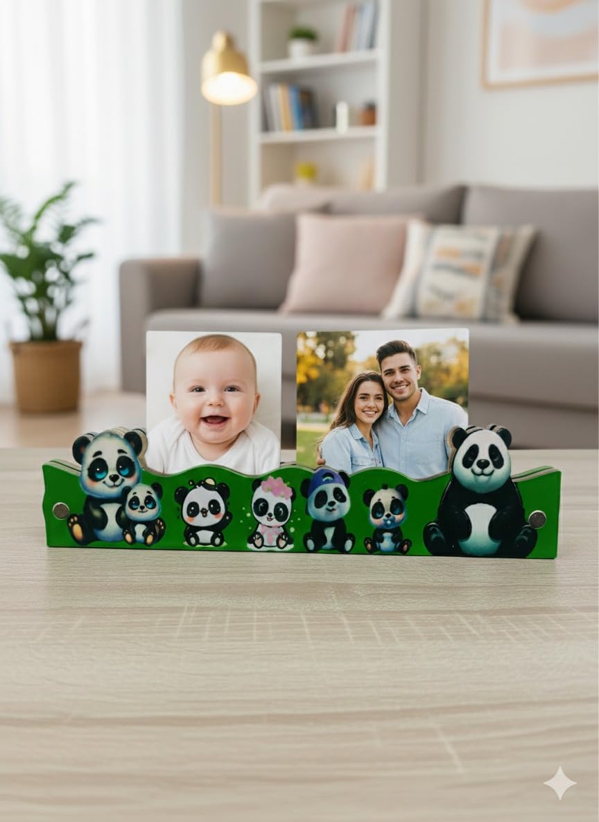 Boenjoy Gifts- Cute Panda Magnetic Photo Frame Stand For Fridge | Cute Animal Design | Photo Holder For Refrigerator, Office & H