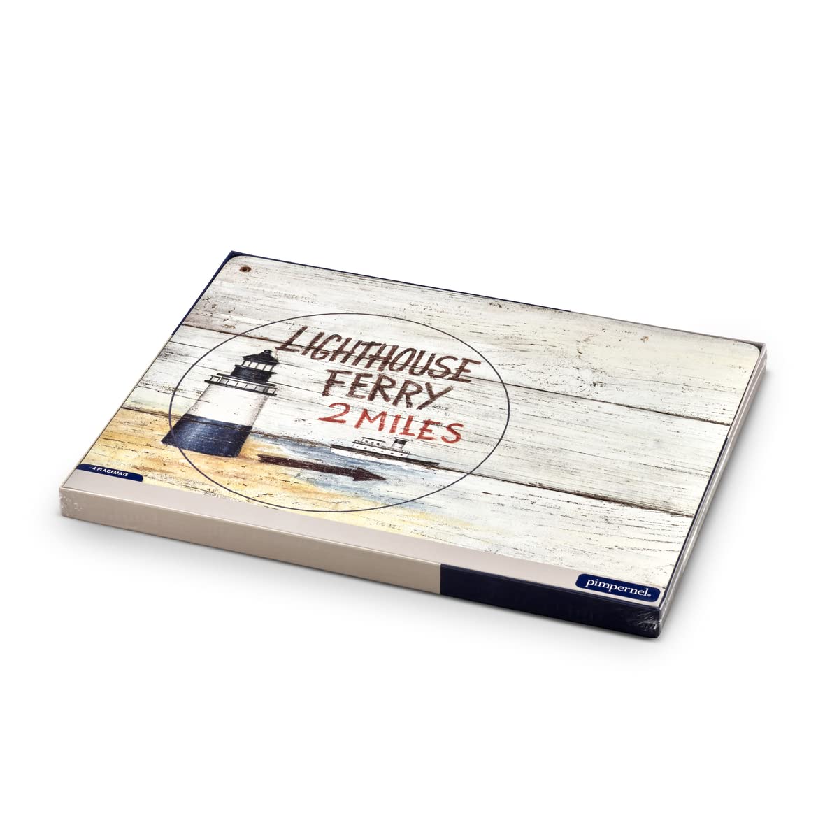 Pimpernel Coastal Signs Collection Placemats | Set Of 4 | Heat Resistant Mats | Cork-Backed Board | Hard Placemat Set For Dining