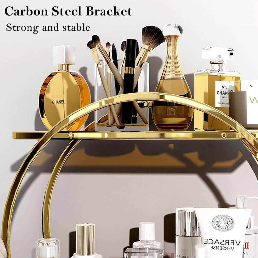 YIWANFW Perfume Organizer - 2 Tier Gold Makeup Storage for Vanity, Metal Cosmetic Display Holder, 1.5" Size
