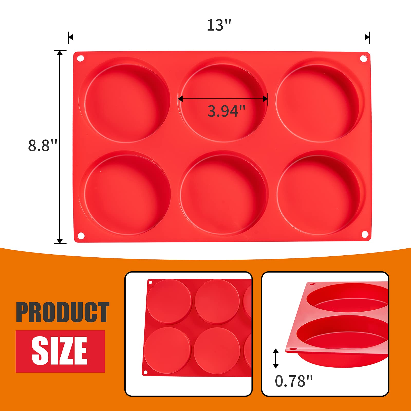 Hamburger Bun Molds 2 Pack Silicone Baking Pans, 4 Inch Muffin Top Pan Egg Sandwish Mold Small Layer Cake Molds Round Disc Pan F
