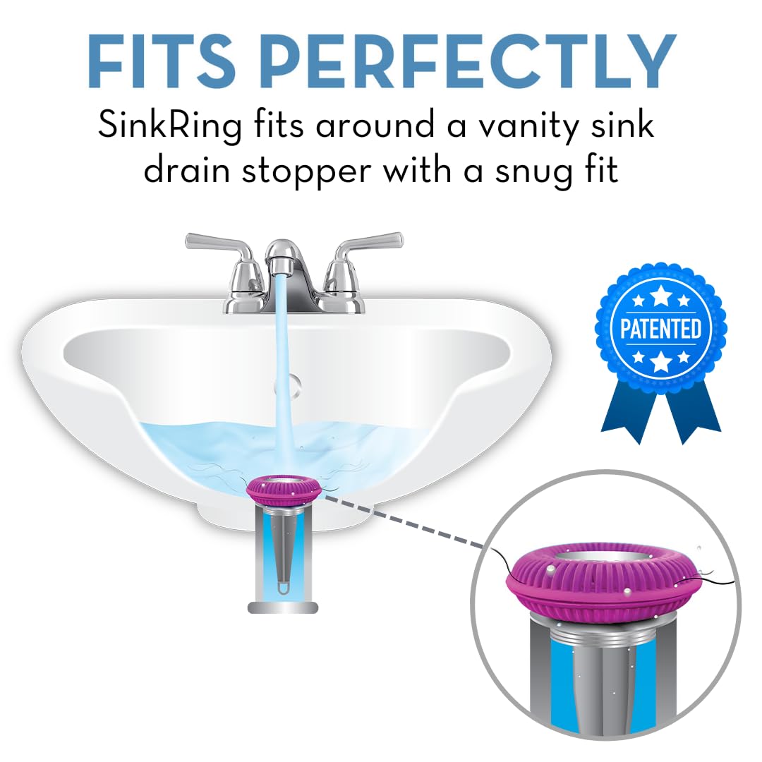 SINKRING The Ultimate Bathroom Sink Drain Protector Hair Catcher/Strainer/Snare (Purple)