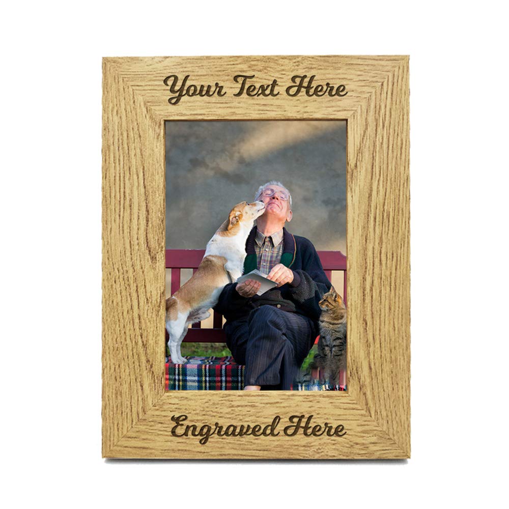 EDSG Personalized 5x7 Picture Frame Photo Frame Laser Engraved Wood Frame Custom Any Text Gift for Wedding Grandpa Grandma Thank