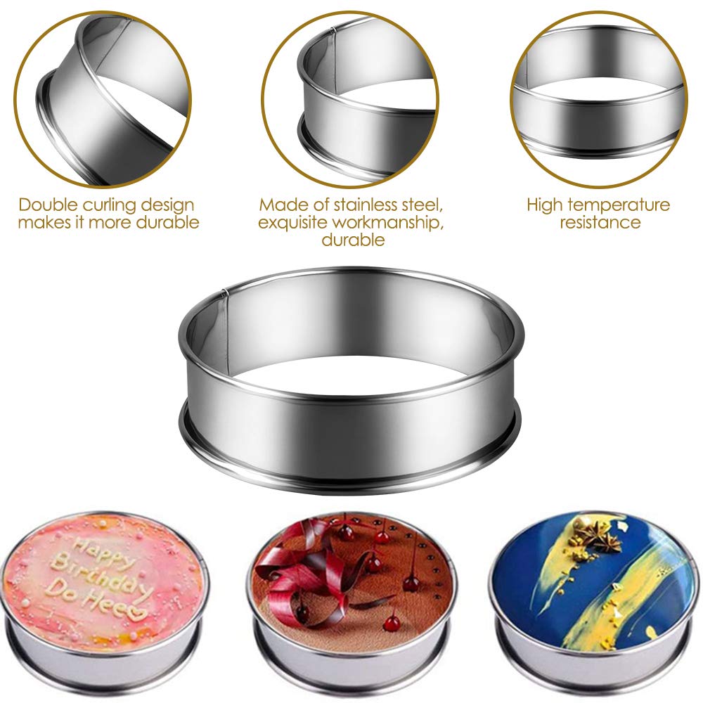 Gutsdoor 12 Pieces Muffin Tart Rings Crumpet Tart Rings Stainless Steel Metal Round Double Rolled English Muffin Rings Mold 3.15