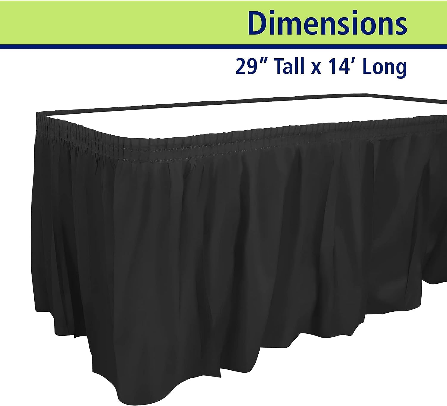 Party Dimensions Plastic Table Skirt, 29-Inches By 14-Feet - Black - 1 Pack