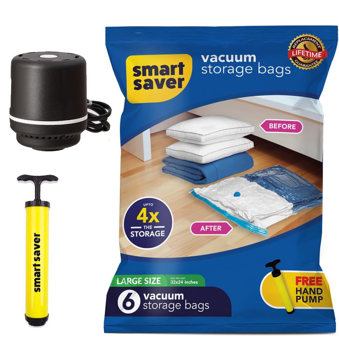 Smart Saver Polyamide Polyethylene Vacuum Compression Bags|Vacuum Storage Bags|Vacuum Bags For Travel|Space Saver Vacuum Bags(6L