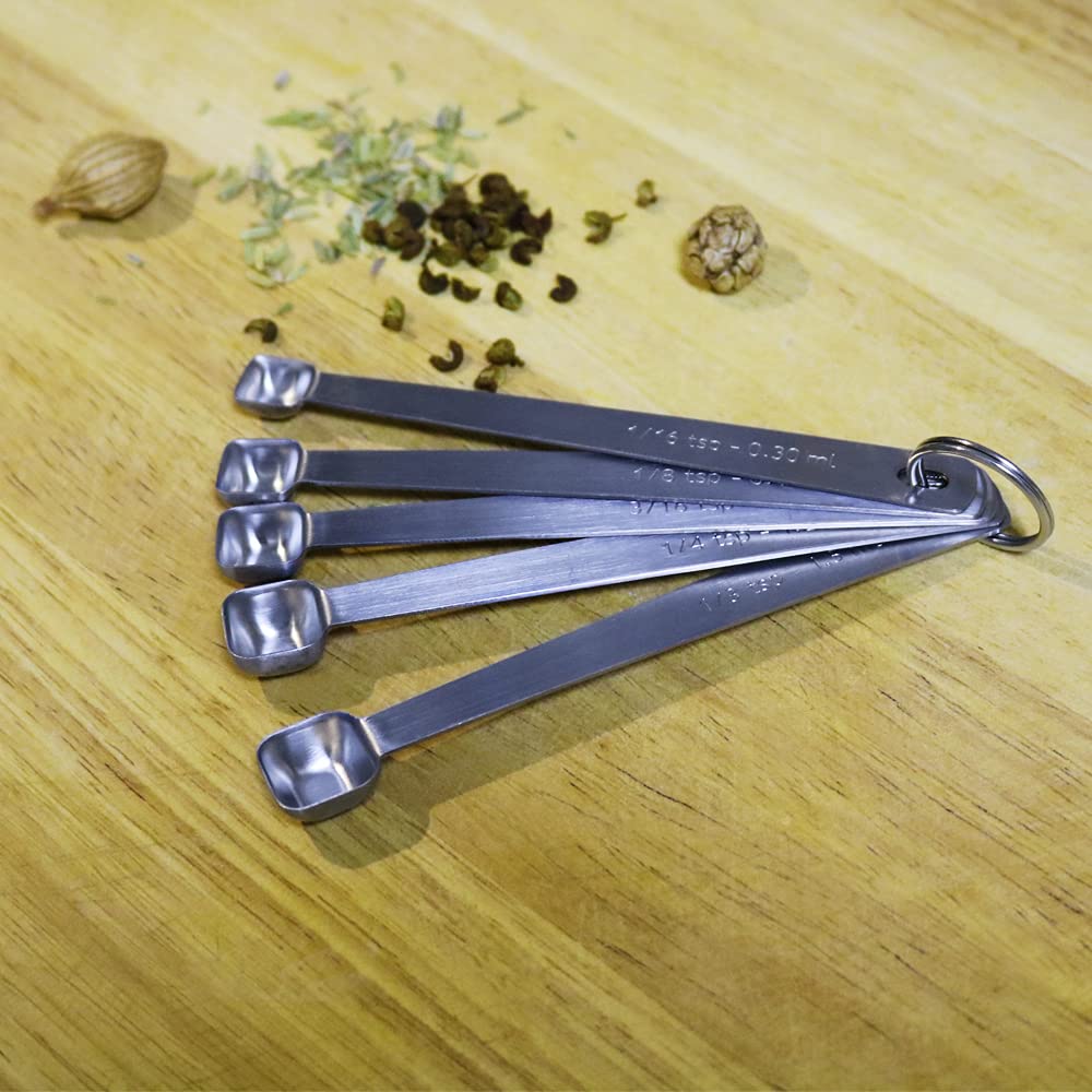 Beryler Measuring Spoons Set, 1/3 Tsp, 1/4 Tsp, 3/16 Tsp, 1/8 Tsp, 1/16 Tsp, Mini Measuring Spoon For Baking, Tablespoon For Dry