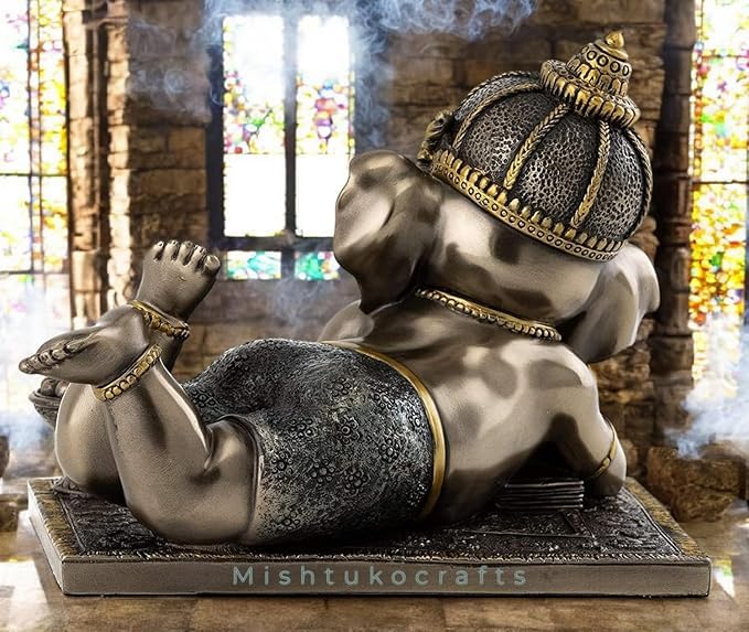 Shri Balaji Craft Ganesh Ji Idol For Car Home Office Book Reading Ganesha Murti For Home Decor Decorative Shopice
