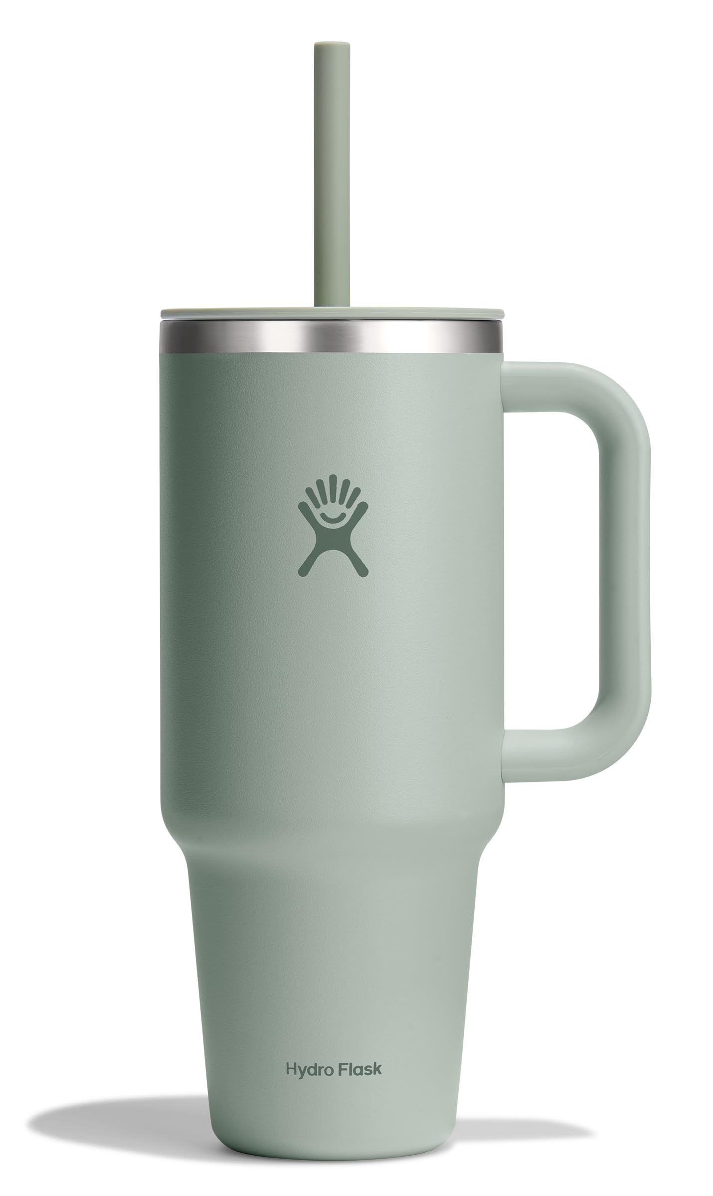 Hydro Flask Travel Tumbler with Handle, Lid and Straw - Insulated Stainless Steel in 40 Oz Tonal Agave Green