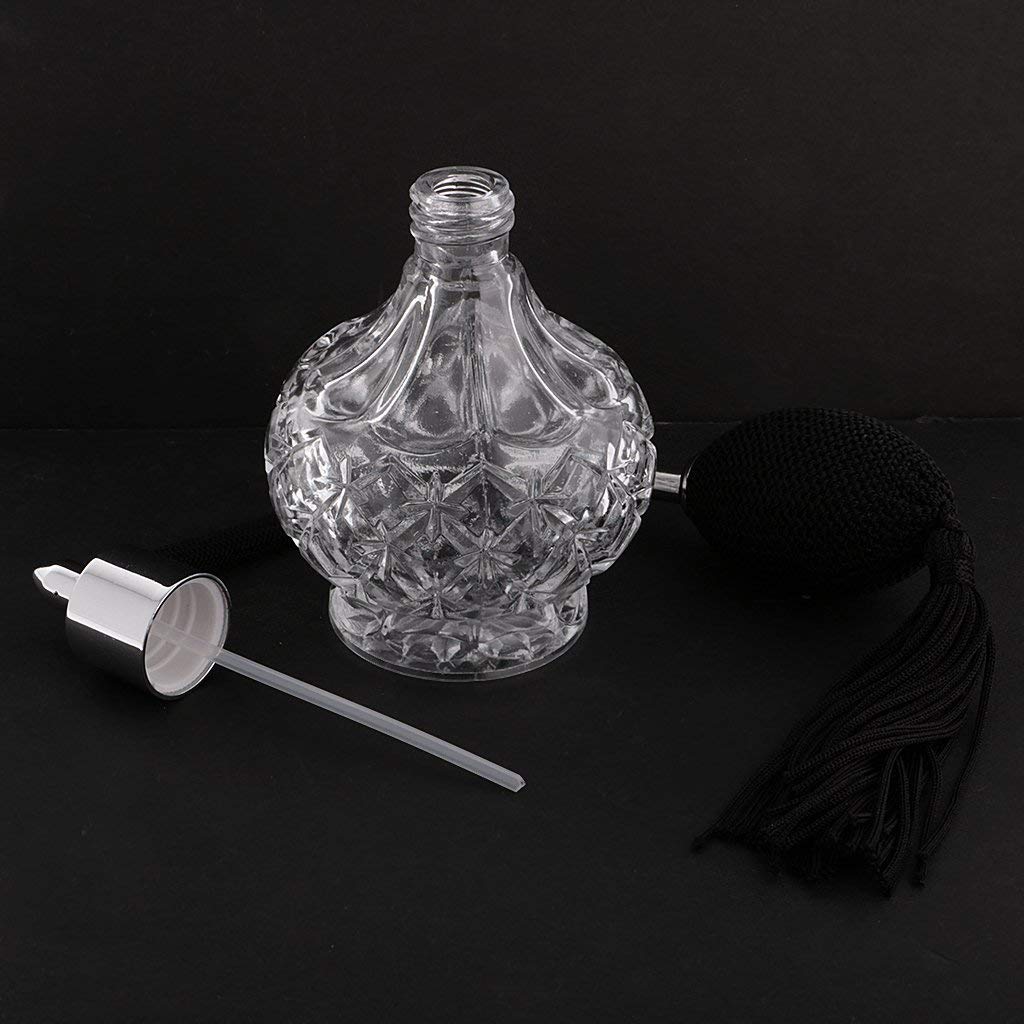 Topxome 1Pcs 80Ml Fashion Lady Vintage Perfume Bottle Long Spray Atomizer Refillable Glass (Black)