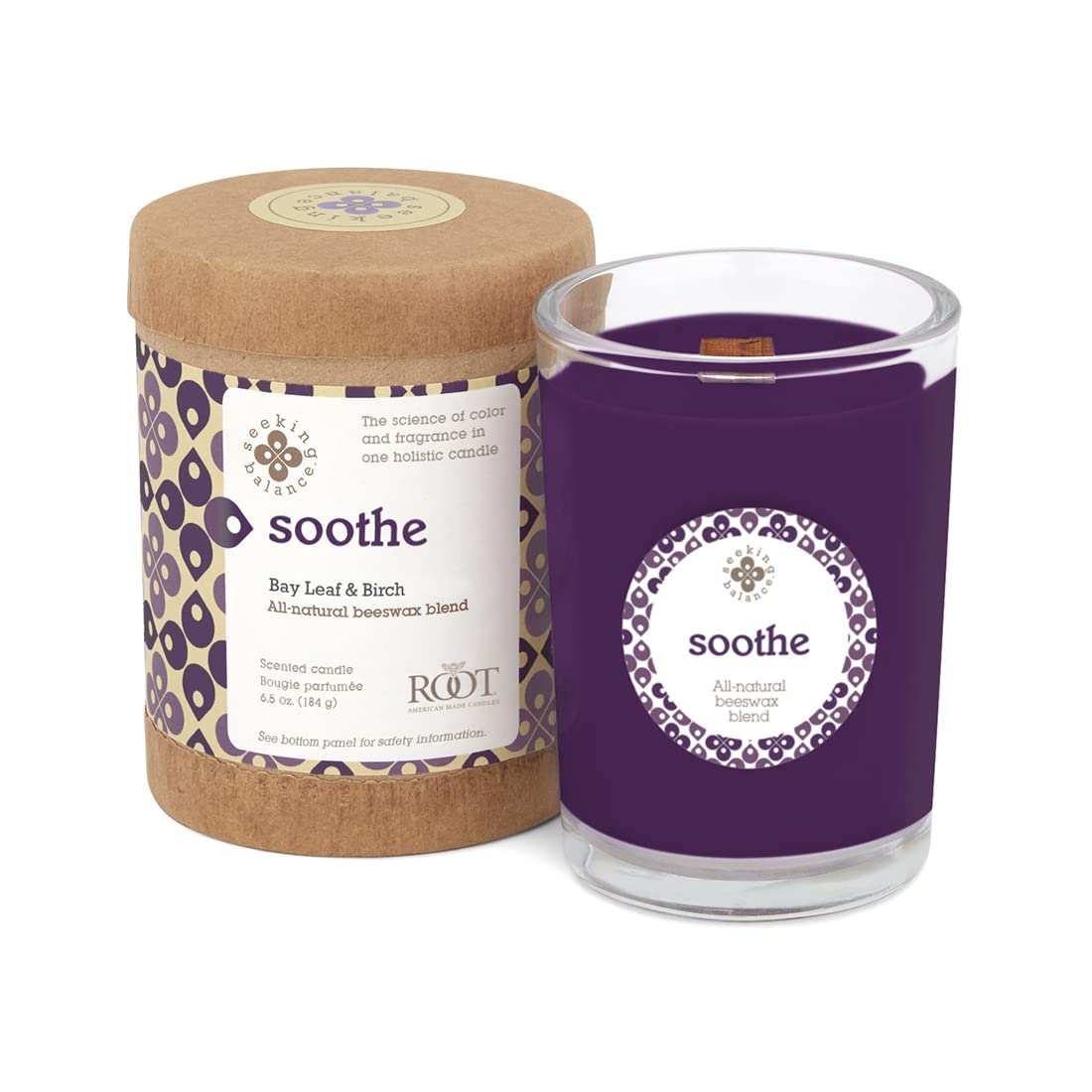 Root Candles Seeking Balance Wood Wick Spa Candle Aromatherapy Candles, 6.5-Ounce, Soothe: Bay Leaf & Birch