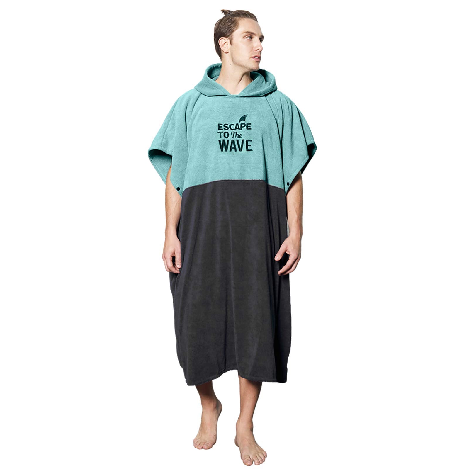 Vulken Extra Large Teal Blue Thick Hooded Beach Towel Changing Robe. Surf Poncho Men For Easy Change In Public. Quick Dry Microf