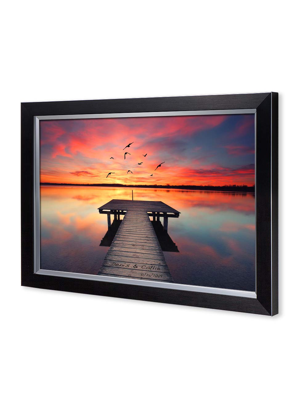 Ipic - Our Own Sunset Personalized Artwork With Names, Customized Gift For Anniversary. Giclee Wallart With High Grade Frame. Pi