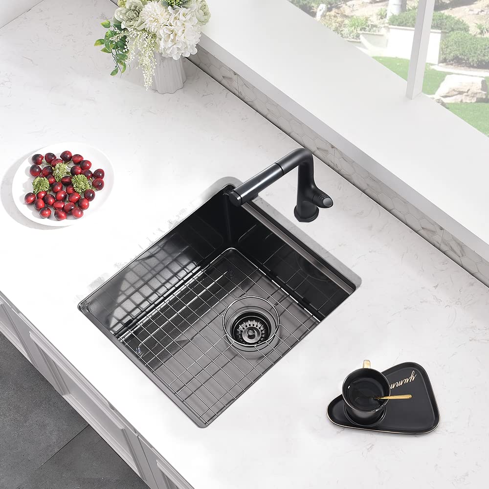 Black Undermount Bar Sink, Boomhoze 15 X 17 Inch Undermount Sink Small Kitchen Sink Black Stainless Steel Bar Sink Undermount We