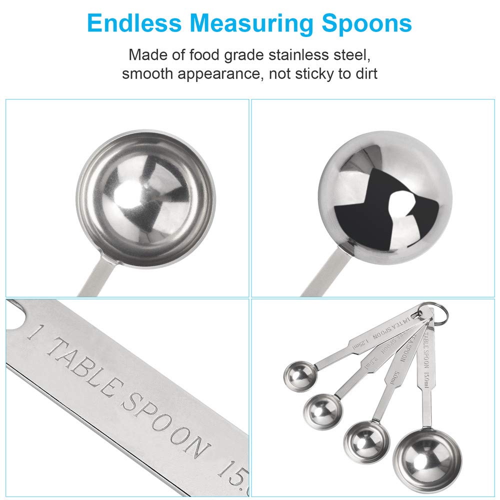4PCS OstWony Measuring Spoons Set  Includes 1/4 tsp  1/2 tsp  1 tsp  1 tbsp  Food Grade Stainless Steel measuring cups  Tablespoon and Teaspoon for Measure Liquid and Dry Ingredients