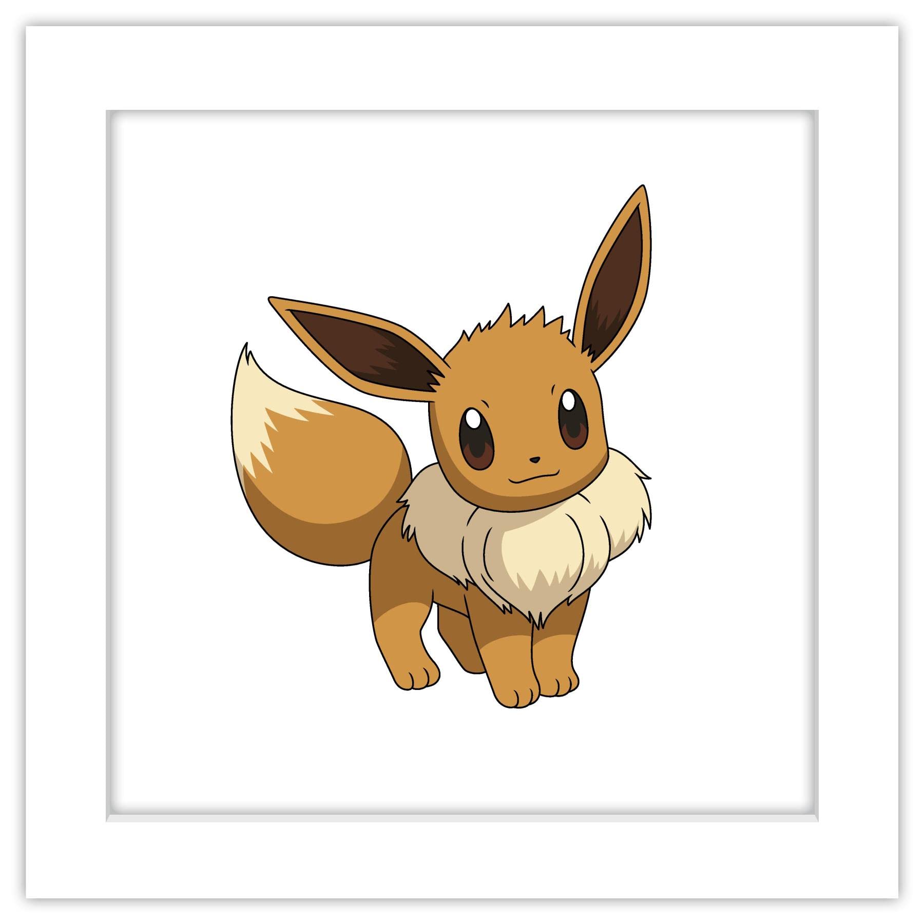 Trends International Gallery Pops Pokemon - Eevee Wall Art, White Framed Version, 12'' X 12''