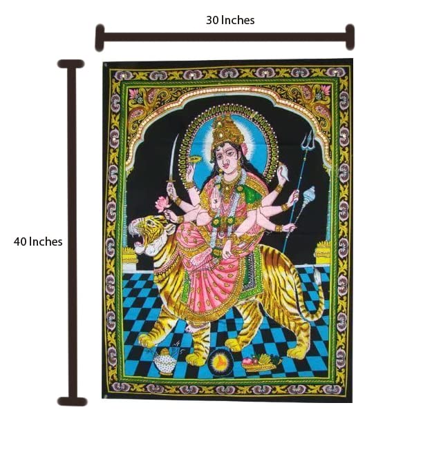 Rastogi Handicrafts Cotton Wall Hanging Indian 40'' X 30'' Poster Size (Durga-G)