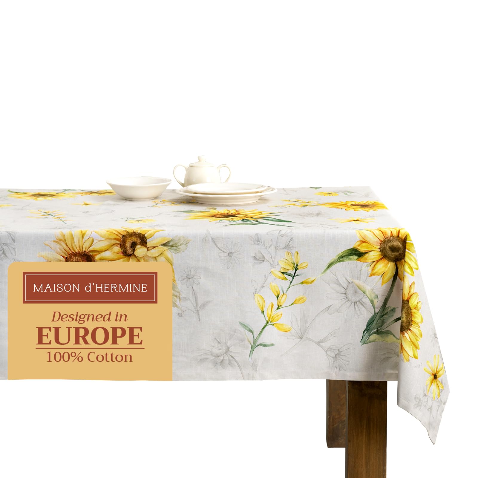 Maison d Hermine Table Cloth Rectangle Table 100% Cotton 70 x 108 Inches Tablecloth Reusable Decorative Everyday Use for Dining
