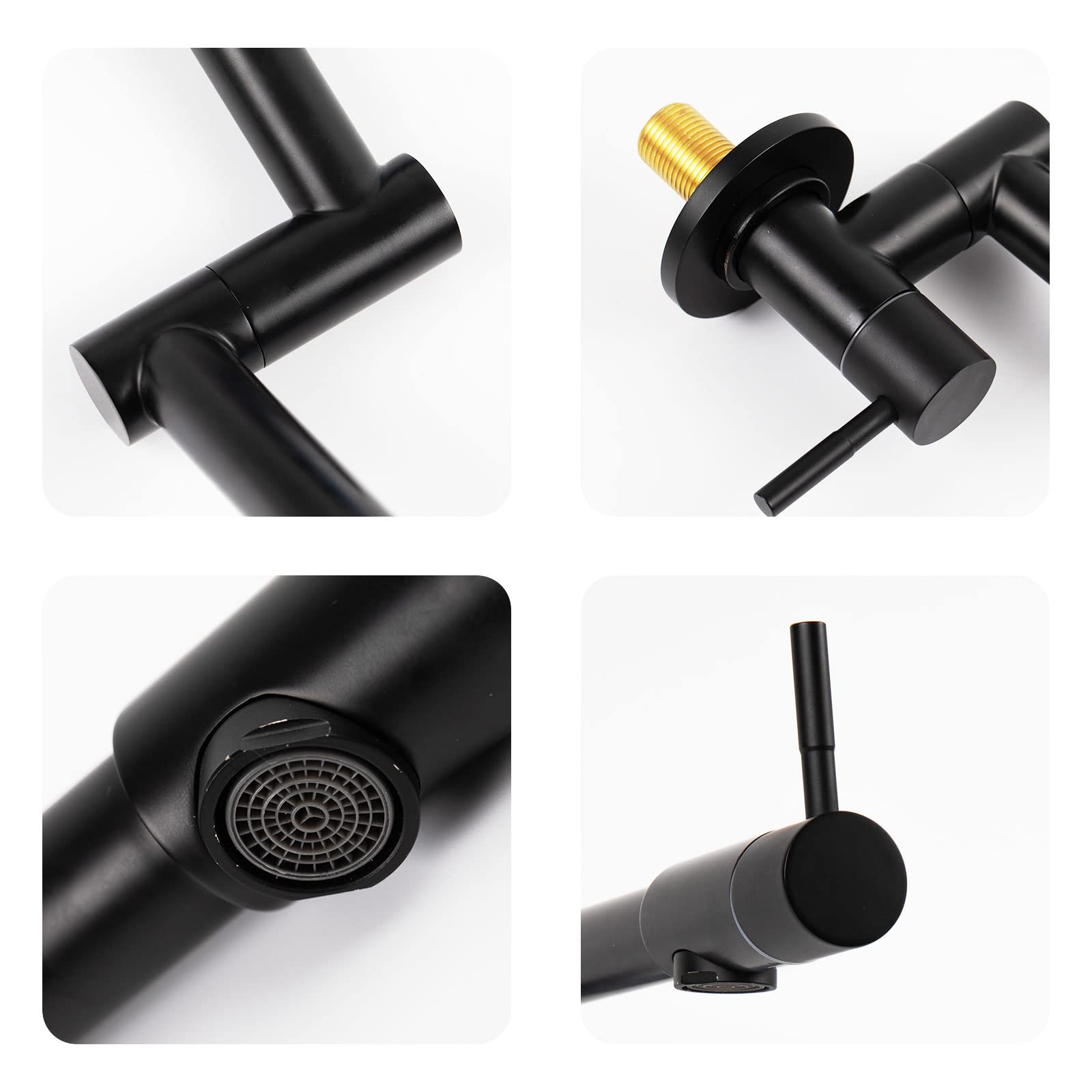 Besdor Pot Filler Faucet Stainless Steel Matte Black Pot Filler Faucet Wall Mount With Double Joint Swing Arms, Single Hole Two