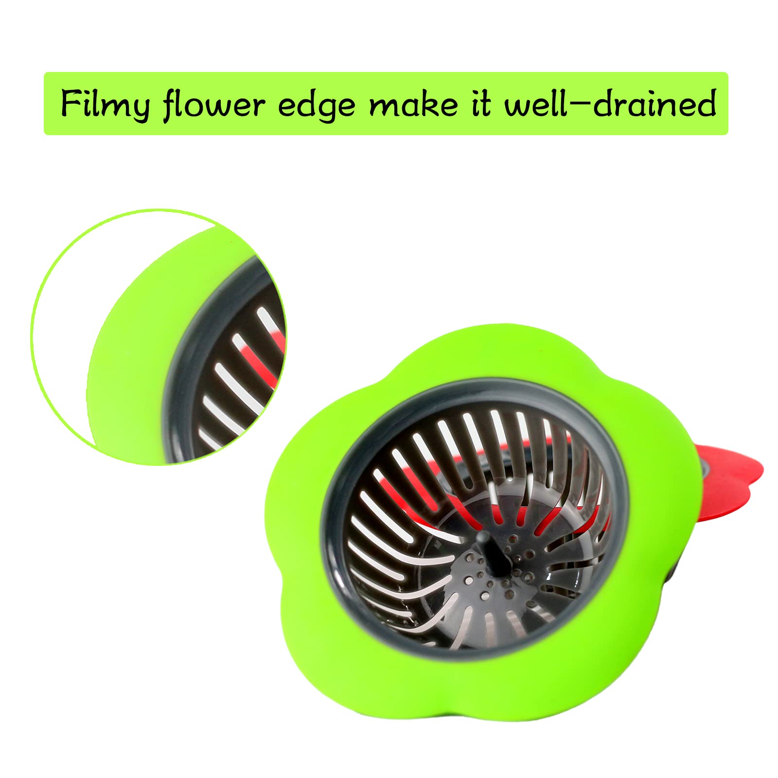 Owfvlazi Silicone Kitchen Sink Filter Strainer Set,4.5'' Universal Bathroom Sink Drain Stopper For Kitchen Waste, Garbage,Vegeta