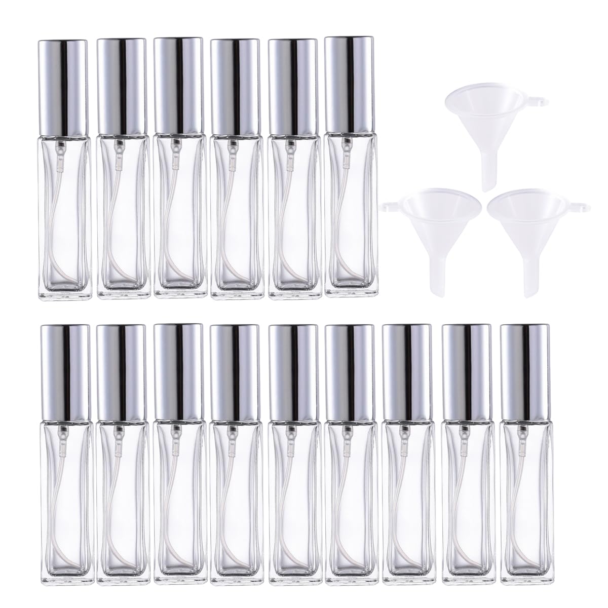 Rowcay 15 Pack 10 ml Silver Mini Perfume Atomizers, Empty Glass Bottles