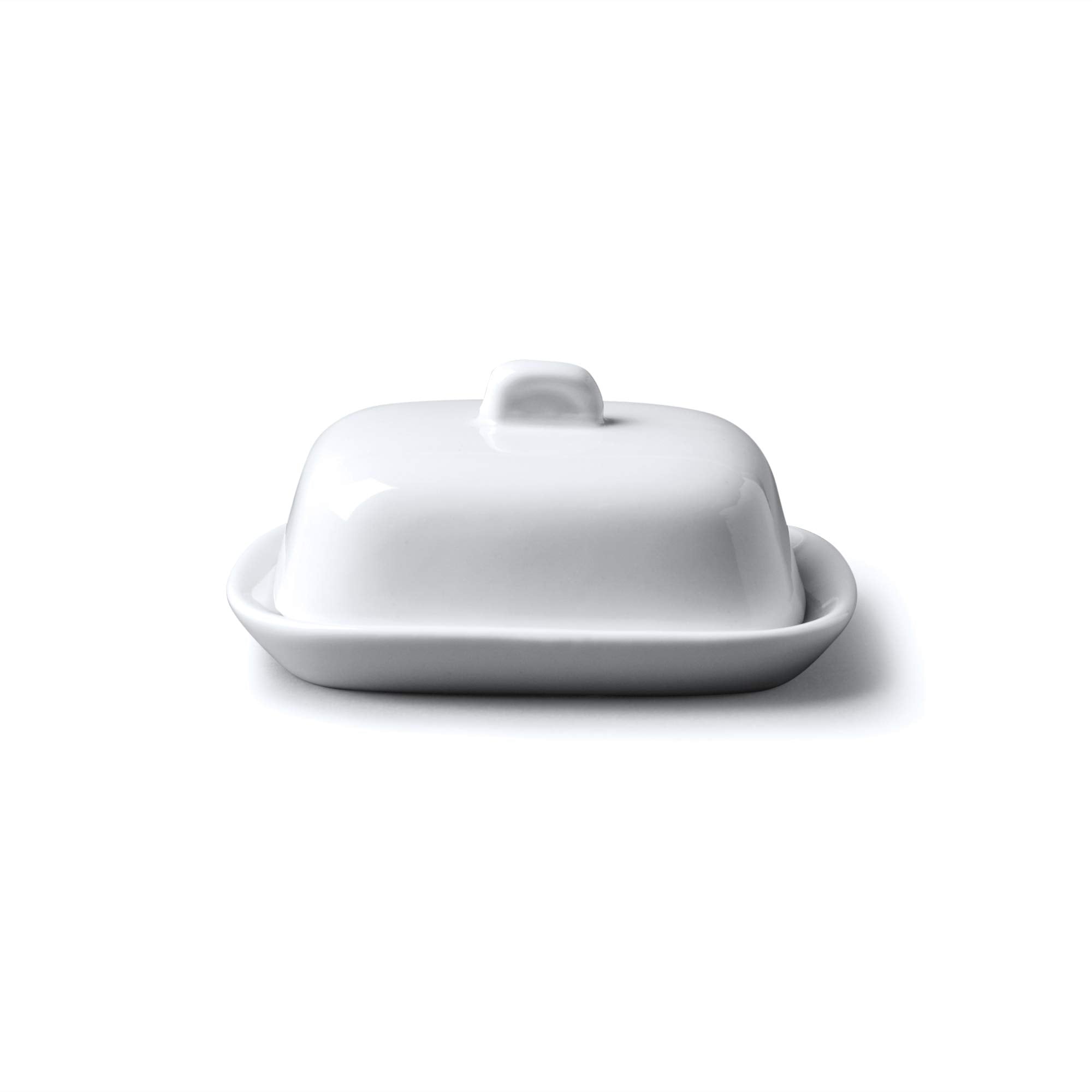 Wm Bartleet & Sons Mini Single Serving Butter Dish With Lid, Small Traditional Porcelain Butter Dish - White