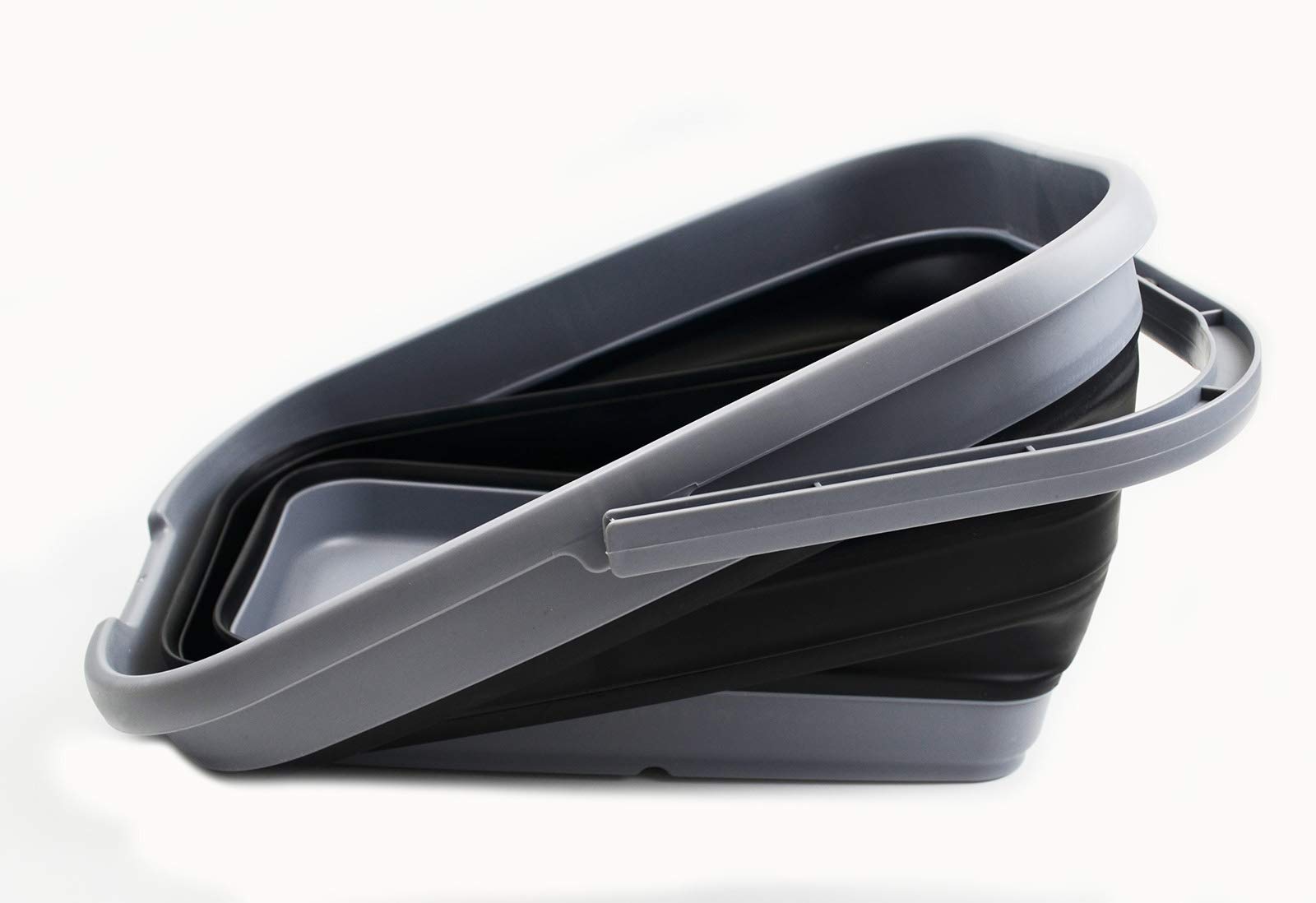 SAMMART 12L (3.17 Gallon) Collapsible Rectangular Handy Basket / Bucket (1  Grey/Black)