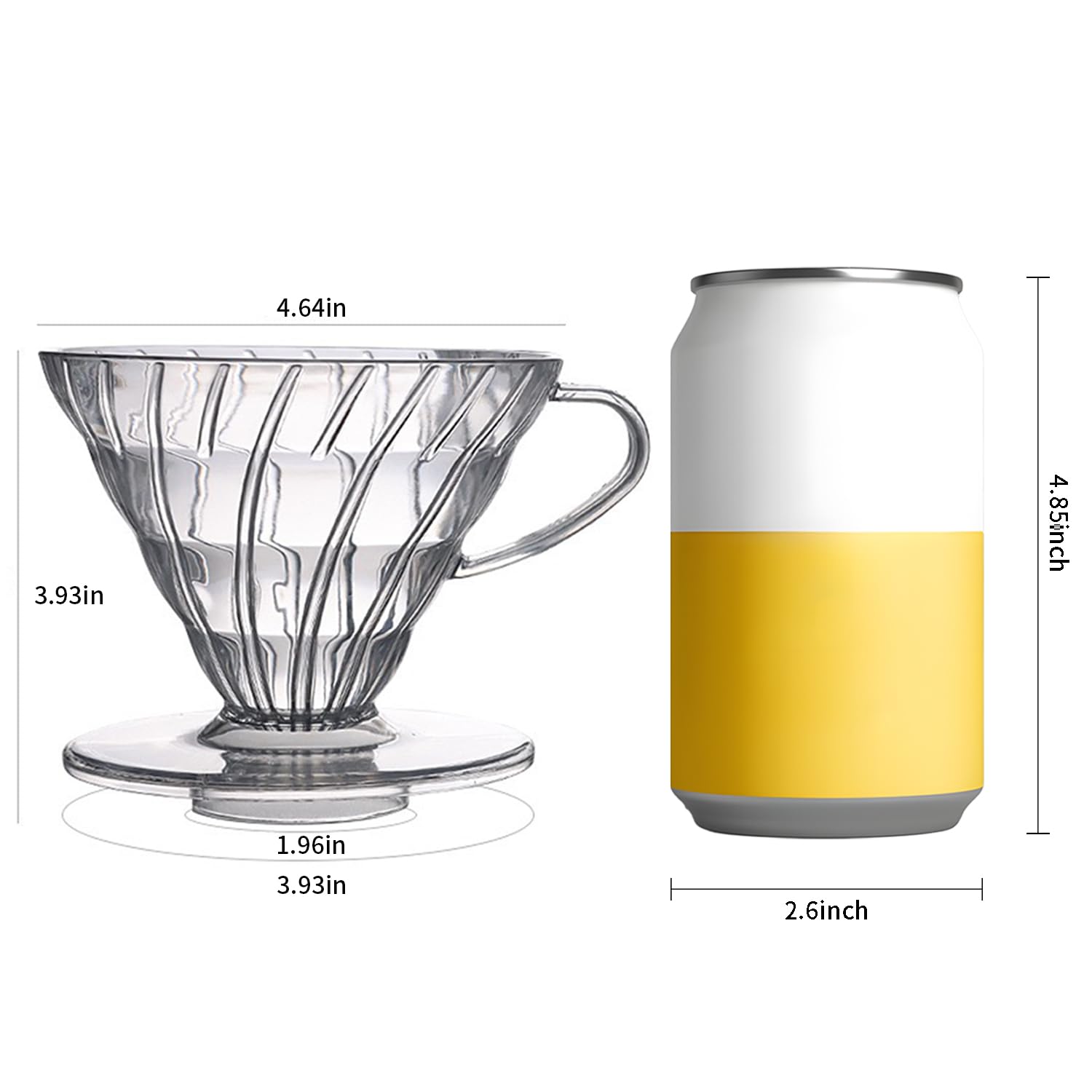 Marirao Pour Over Coffee Maker - Large Clear Manual Dripper for Travel, Camping, Office, Home - Slow Brewing Accessories