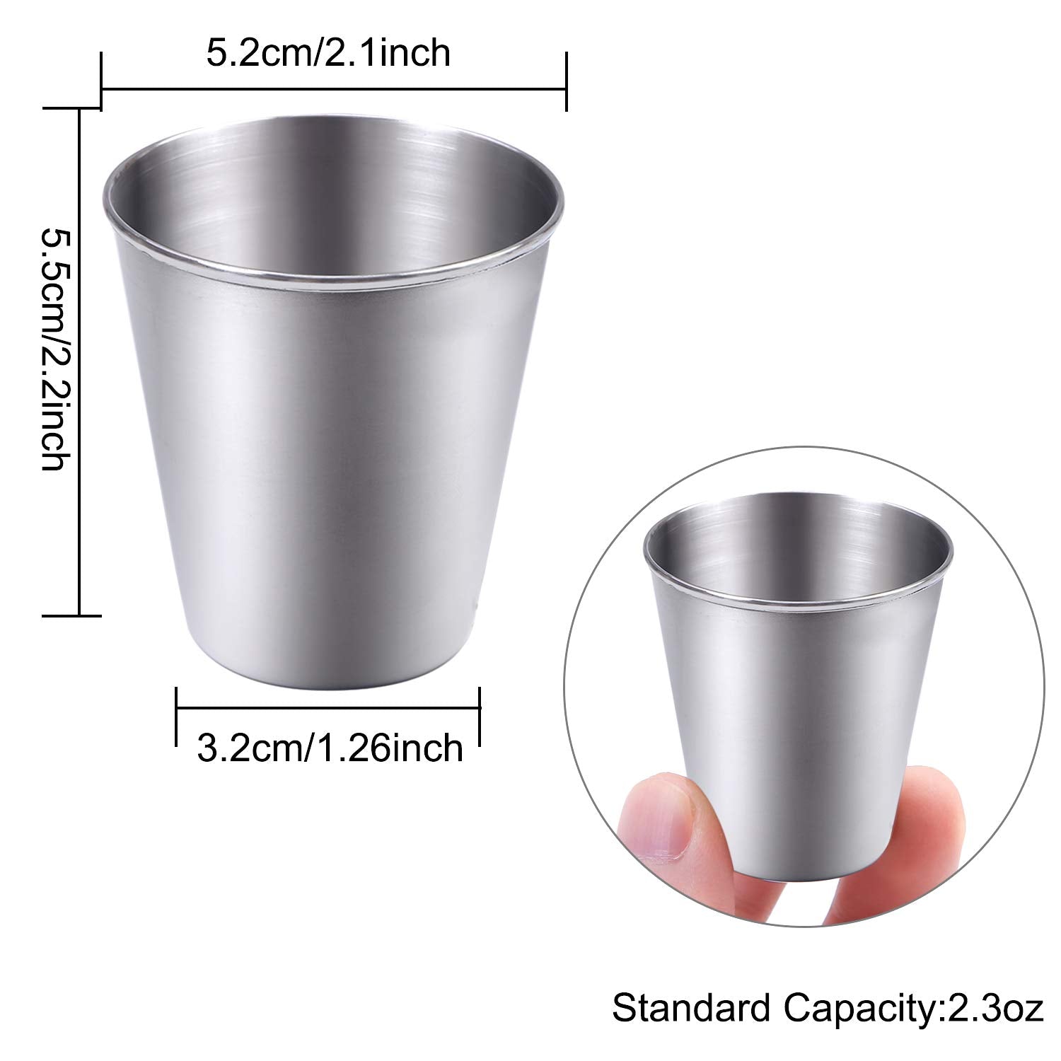 Ruisita 12 Pieces Stainless Steel Shot Cups Stainless Steel Shot Glass Drinking Tumbler (2.3 Ounce/70 Ml)