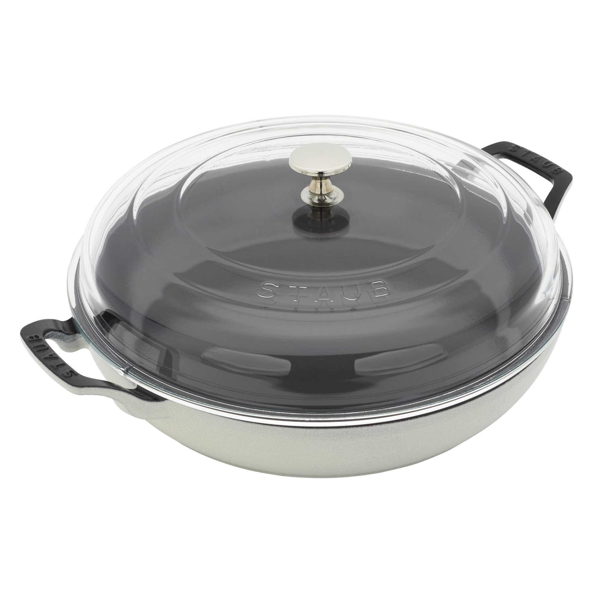 Staub Cast Iron 3.5qt Braiser with Glass Lid  White Truffle