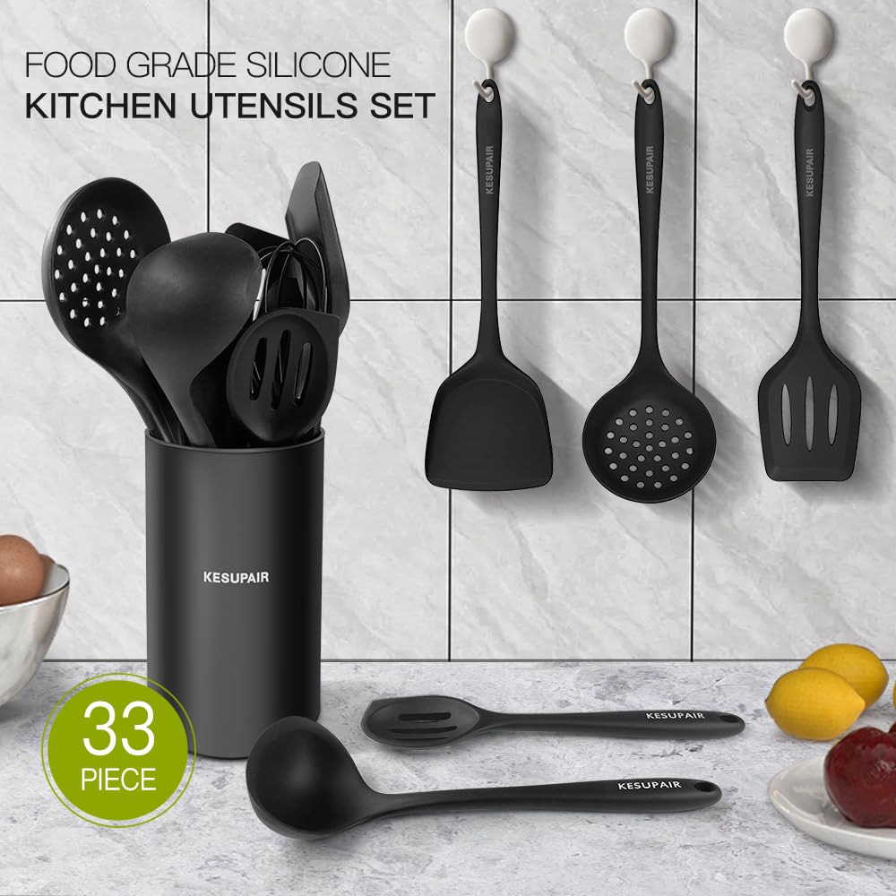 Kitchen Utensils Set - 446F Heat Resistant Silicone Cooking Utensils Set-Kitchen Tools And Gadgets For Cooking Nonstick Cookware
