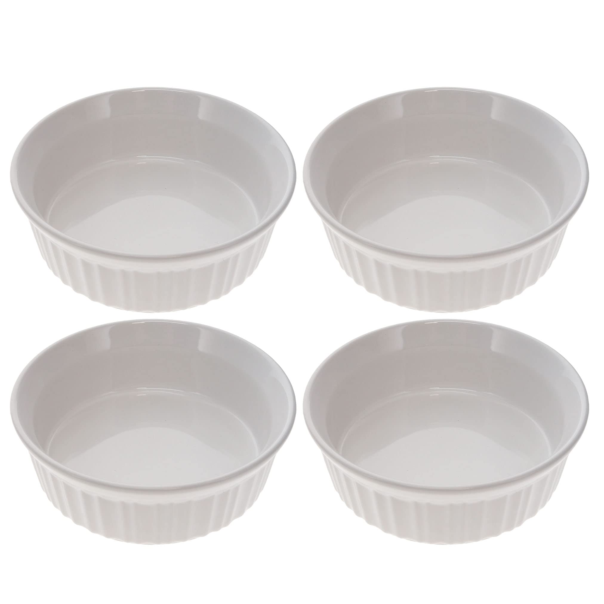 CorningWare FS24 (24oz) Round French White Casserole Dishes (4Pack)