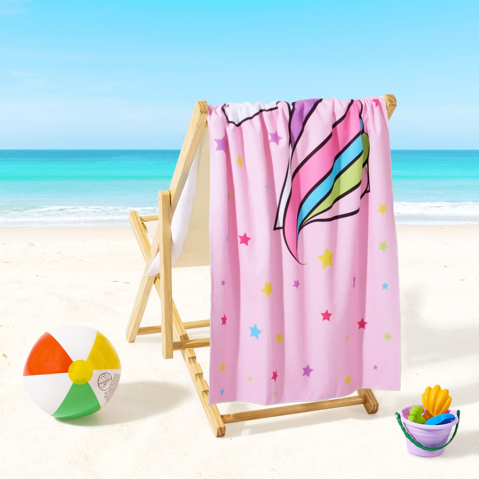 Wernnsai Unicorn Beach Towel - 30    X 60    Pink Polyester Camping Towels For Girls Kids Quick Dry Ultra Absorbent Super Soft B