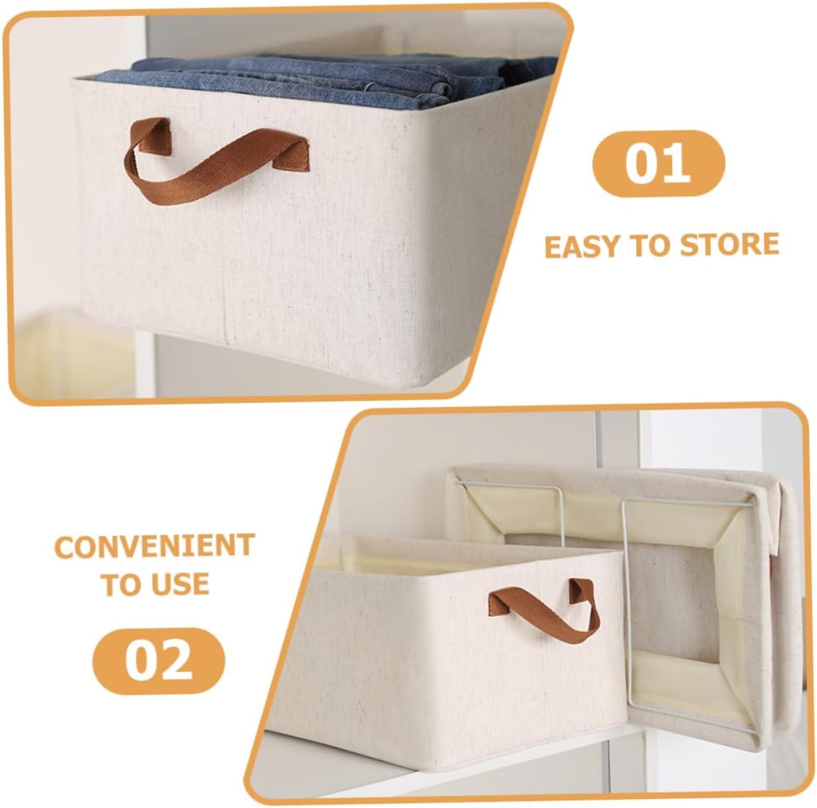 Renva 6Pcs Collapsible Fabric Storage Cubes Organizer With Handles Foldable Storage Baskets For Organizing Toys, Books, Shelves,