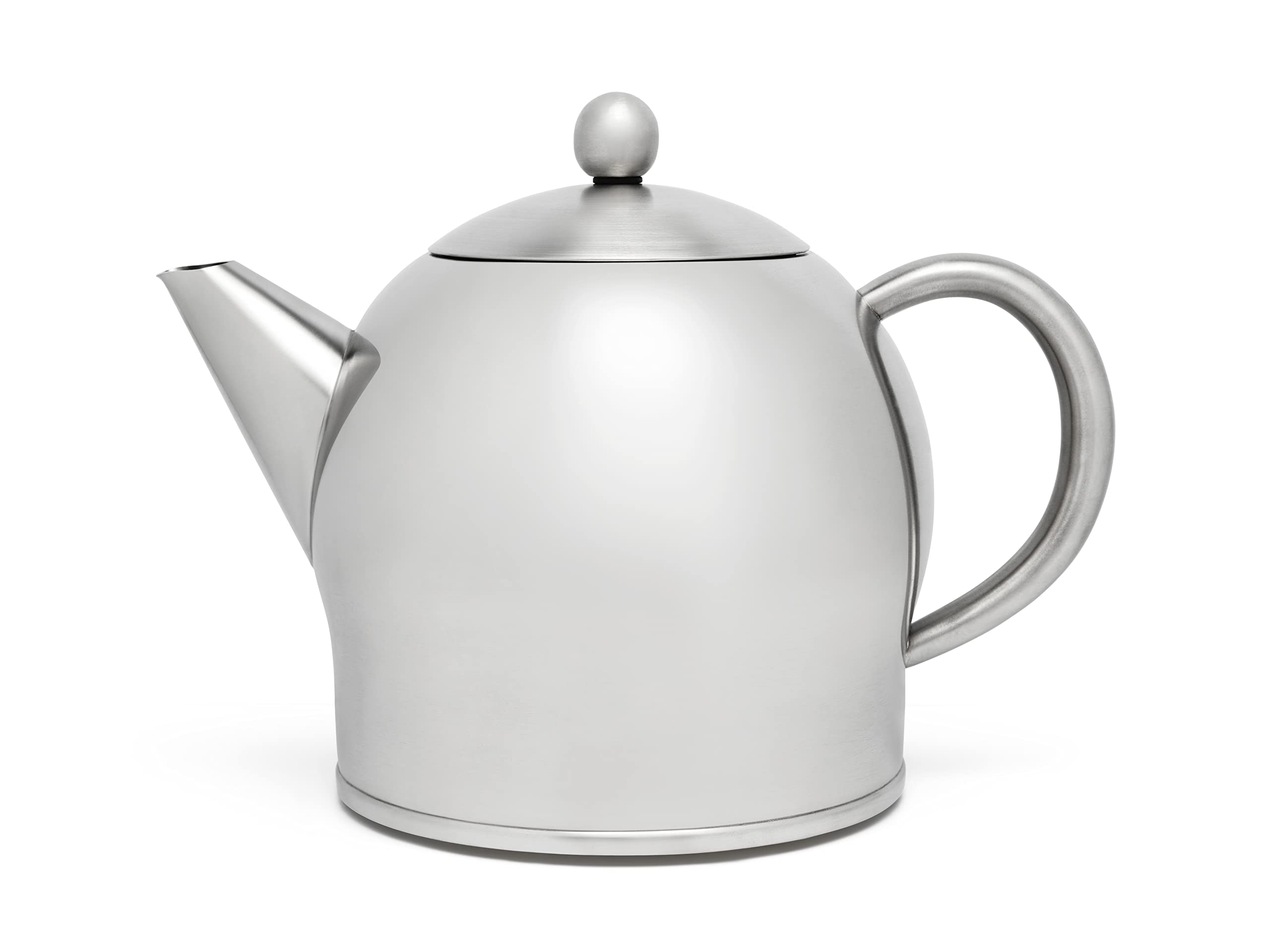Bredemeijer Santhee Double Walled Teapot, 1.4-Liter, Stainless Steel Satin Finish With Satin Accents