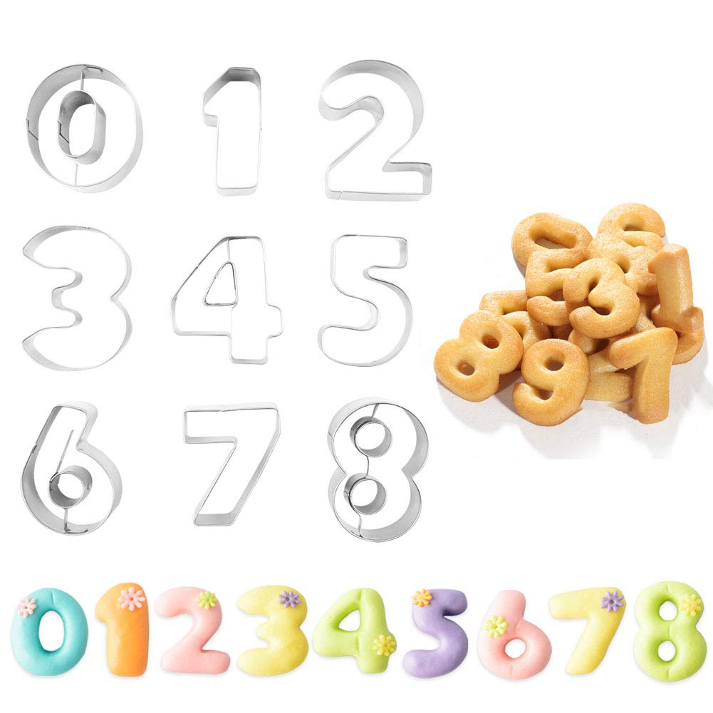 9-Piece Stainless Steel Numbers Cookie Cutter Mold Set Small Biscuits Fondant Chocolate Cutter Mould For Diy New Year Birthday P