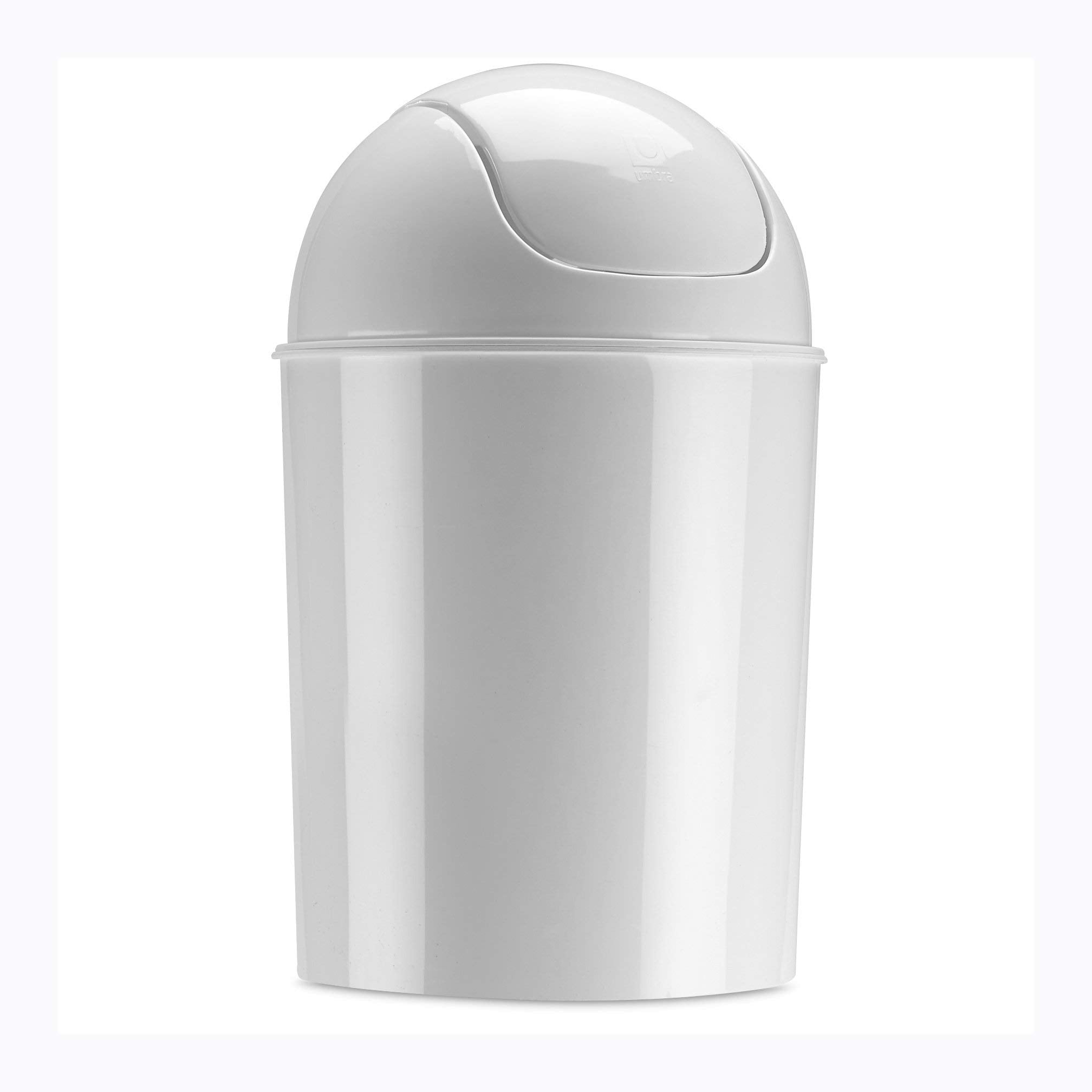 Umbra Mini Waste Can 1-1/2 Gallon With Swing Lid, White, 1