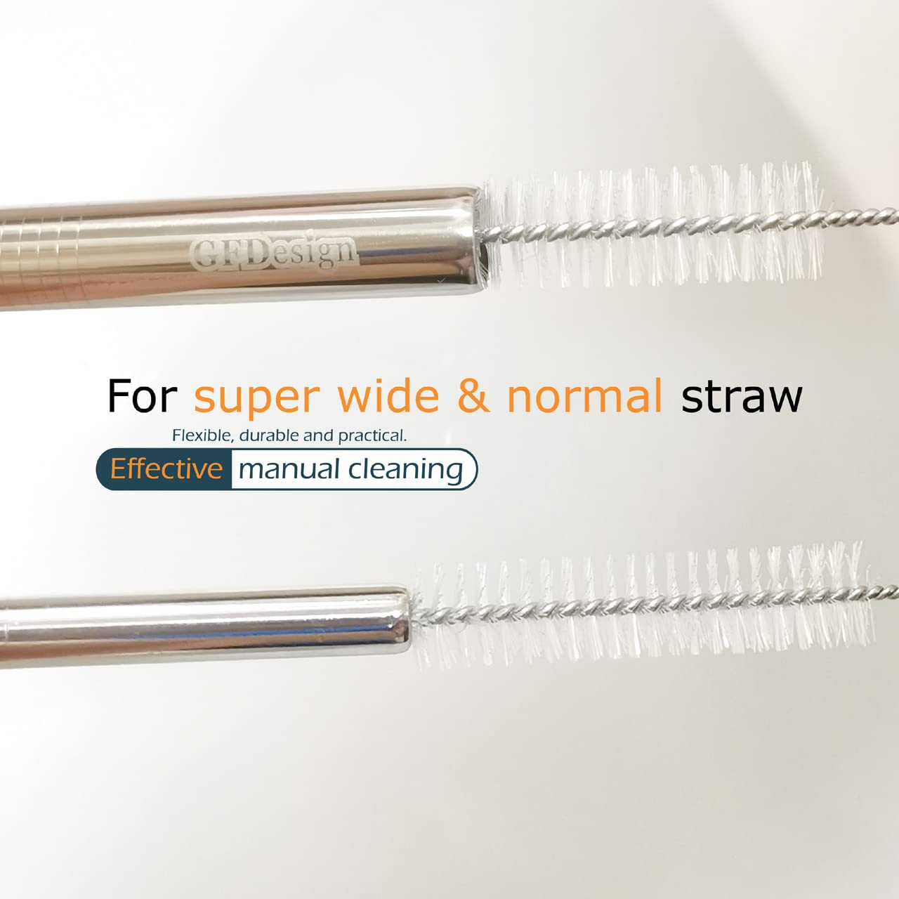Gfdesign Drinking Straw Cleaning Brushes Set 12'' Extra Long 12Mm Extra Wide Pipe Tube Cleaner Nylon Bristles Stainless Steel Ha