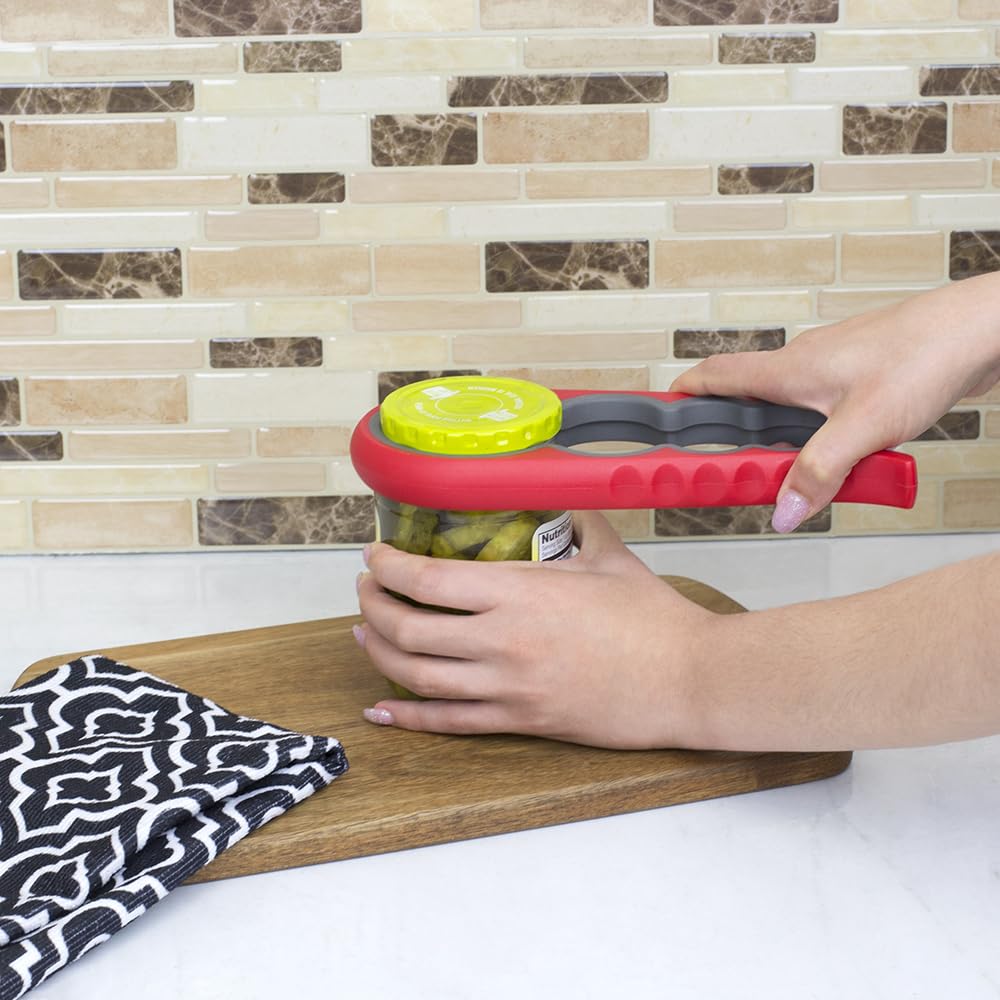Home Basics Plastic Multi-Function, Red Jar Opener, One Size