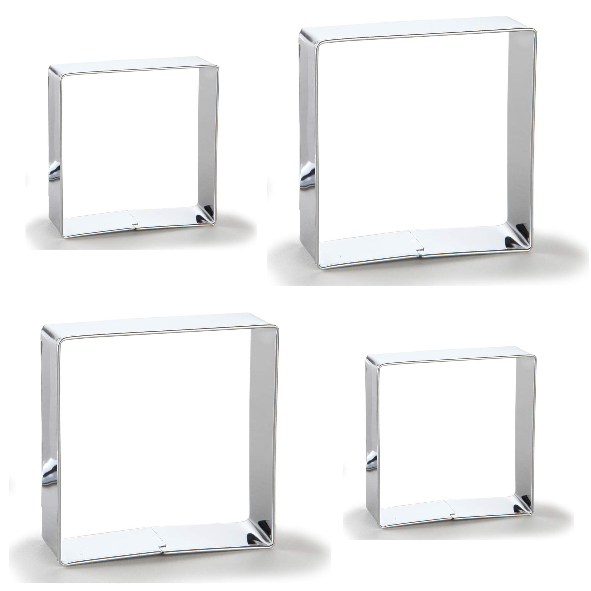 Bakerpan Stainless Steel Square Cookie Cutter Set, Square Biscuit Cutters For Baking (2 Inch & 3 Inch)