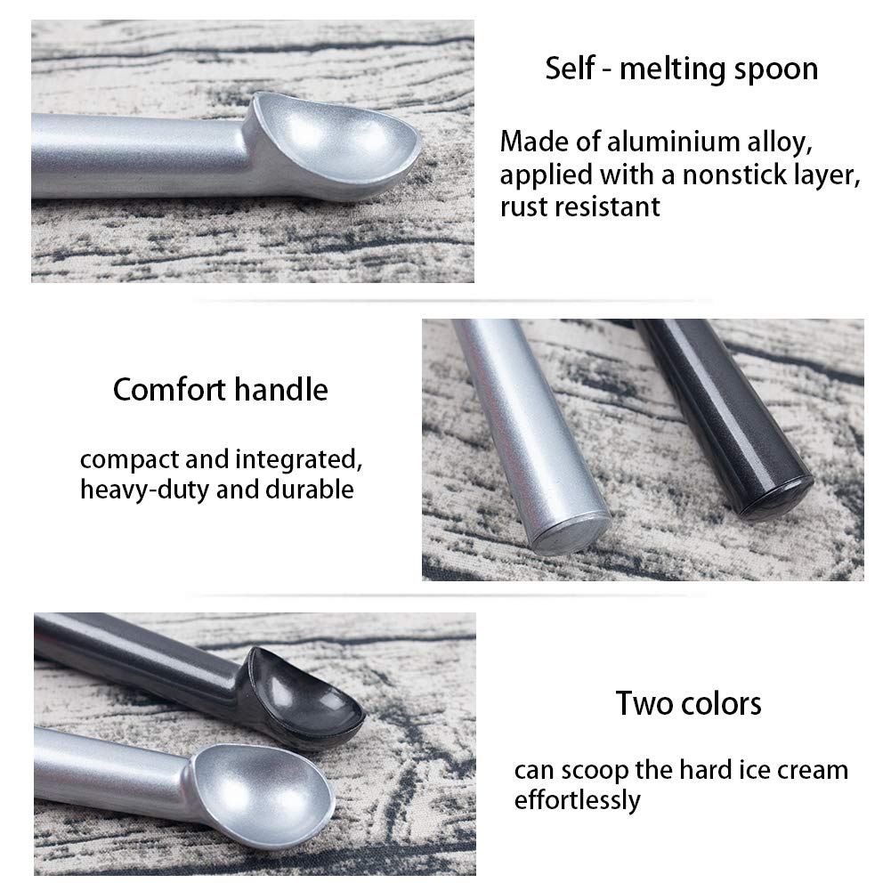 Hansgo Ice Cream Scoop, 2Pcs 7 Inches Nonstick Anti-Freeze Ice Cream Scooper One Piece Aluminum Design Dishwasher Safe