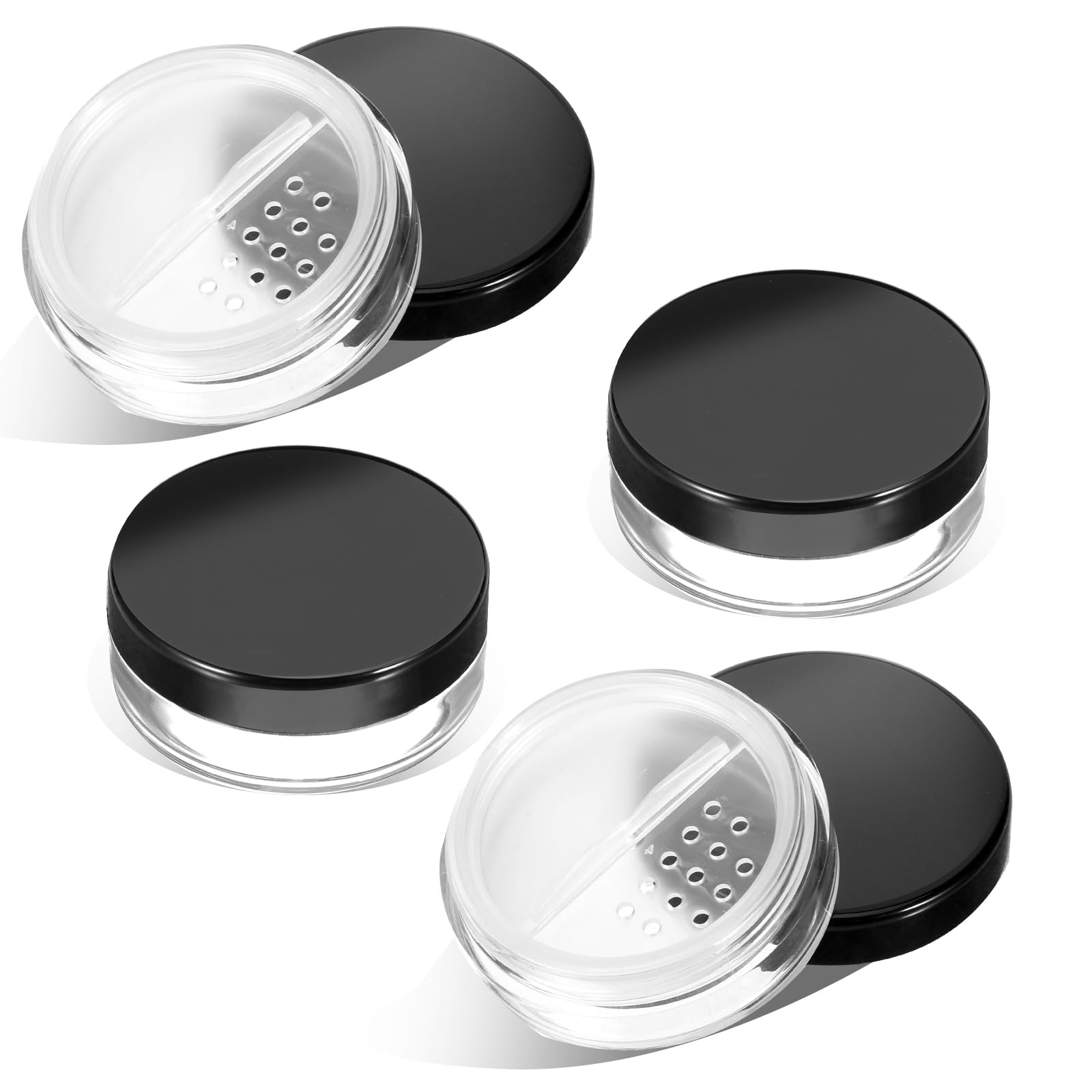 4Pcs 10Ml/0.34Oz Plastic Empty Travel Small Loose Powder Compact Refillable Loose Powder Containers Reusable No Leak Loose Powde