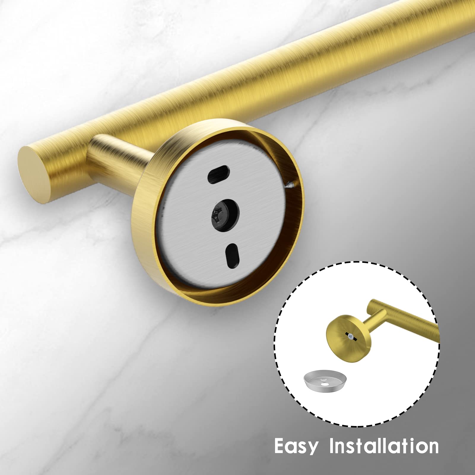 Newfun 24 Inch Brushed Gold Bath Towel Bar,2Pcs Towel Racks For Bathroom Rod Classic Sus304 Stainless Steel Bathroom Towel Holde