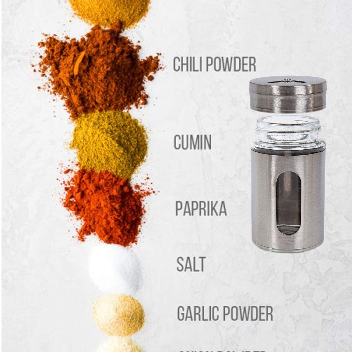 Tsyware Set Of 4 Salt And Pepper Shakers Stainless Steel Glass With Lids 3 Ounces For Storing Salt And Pepper, Spices And Season