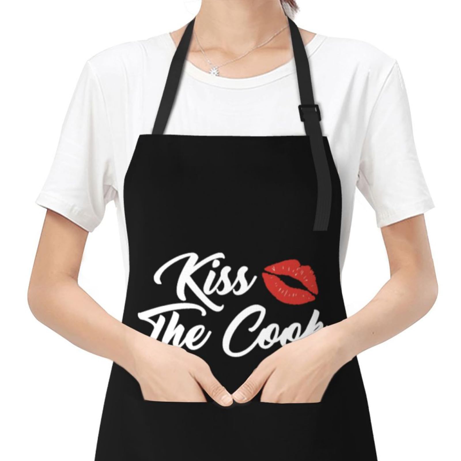 Jumsky Kiss The Cook Apron Adjustable Cooking Kitchen Chef Apron Funny Bib Aprons For Women