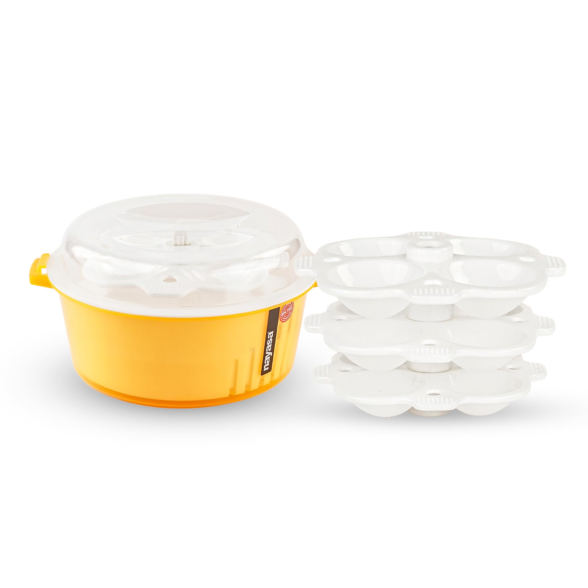 Nayasa Plastic Microwave 4 In 1 Steam Idli Maker | Makes 12 Idlis | Microwave Dhokla Maker | Vegetable Steamer Veg & Fruit Strai