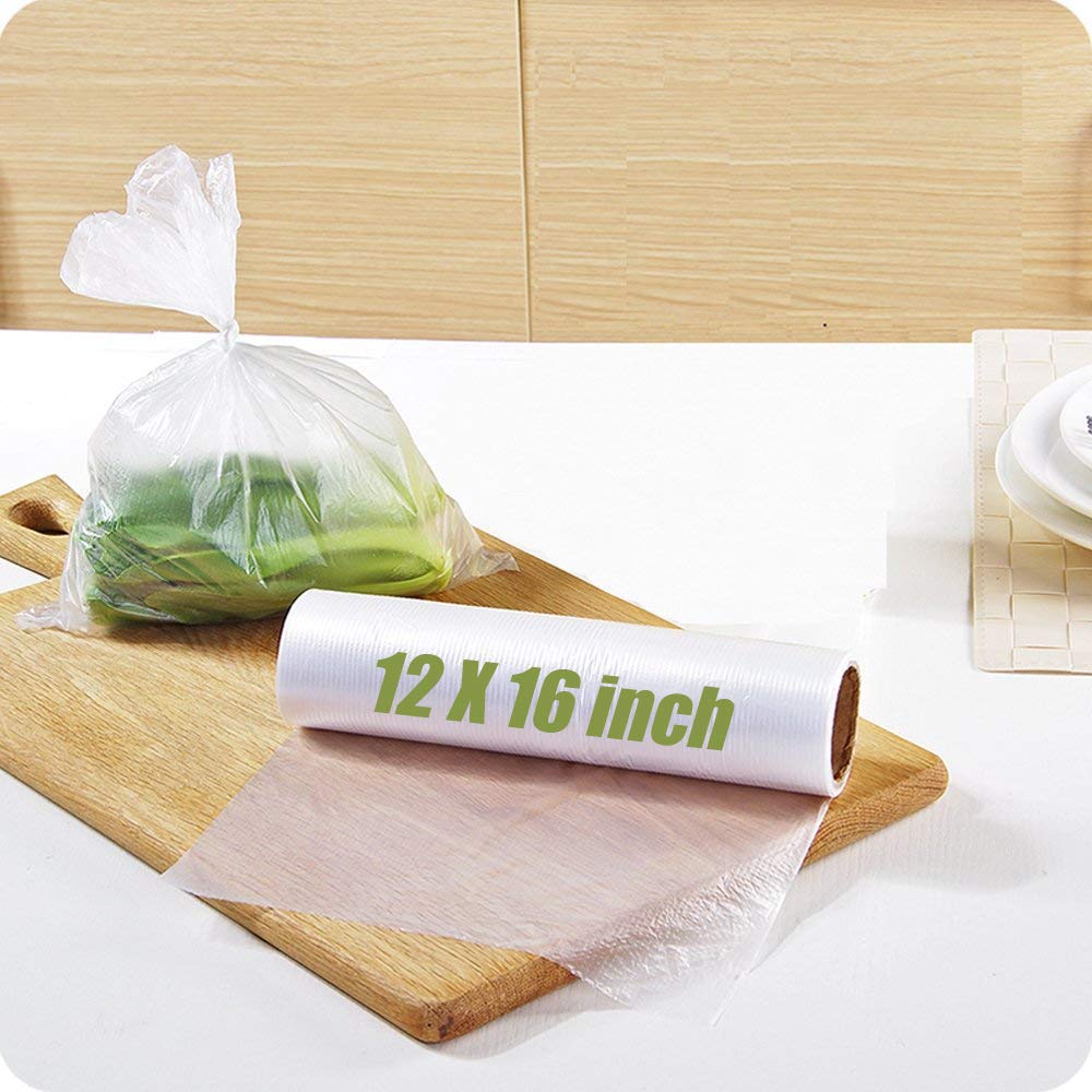 Plastic Produce Bag Roll 12 X 16 Inch, Vegetable Food Bread And Grocery Clear Bag, 350 Bags/Roll (1)